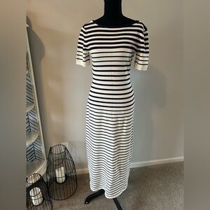 Steve Madden Navy and White Striped Midi Dress